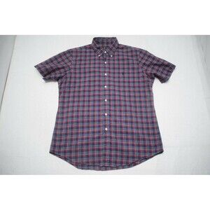 Polo Ralph Lauren Dress Shirt Plaid Custom Fit Short Sleeve Button Up Mens Large